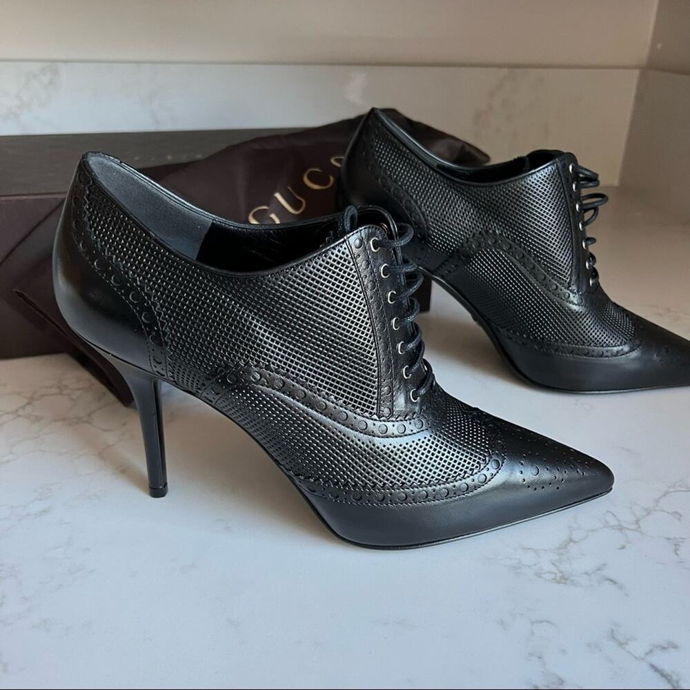 New Gucci Malaga Black Ankle Bootie Pointed Toe Womens size 38 1/2 (EU)